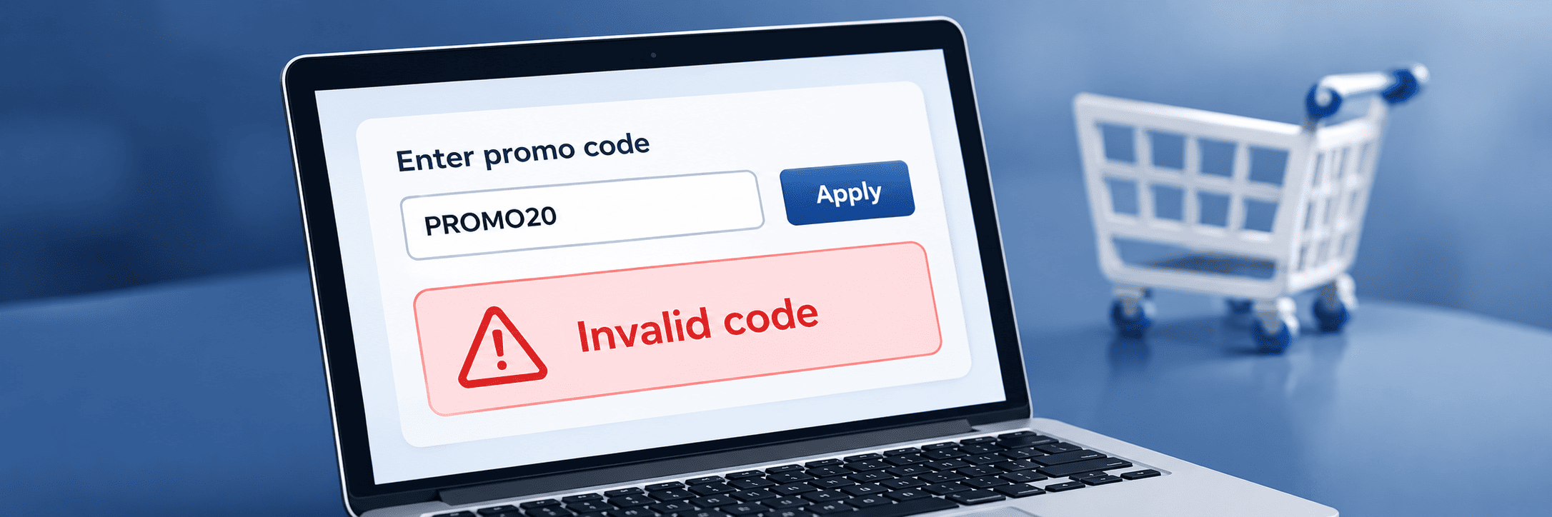 Invalid promo code warning on a checkout screen.
