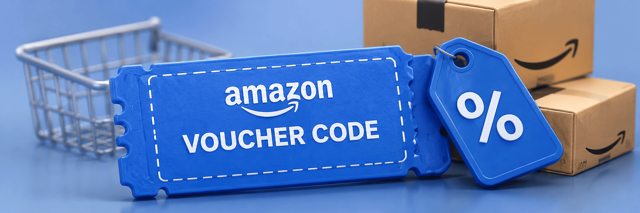 Voucher code ticket with discount tag.